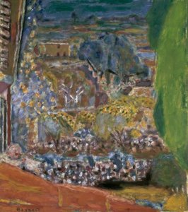 赤い屋根のある風景 作： Pierre Bonnard