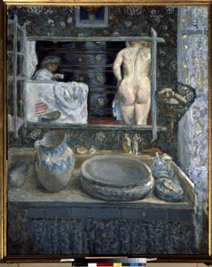 洗面台の上の鏡 作： Pierre Bonnard