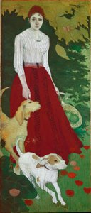 ミス・アンドレ・ボナールとその犬たち（油彩・キャンバス 作： Pierre Bonnard
