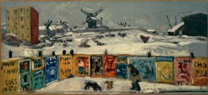 パリセード、ポスター（ポスターで覆われたパリセード、雪に覆われたモンマルトルの古い工場） 作： Pierre Bonnard