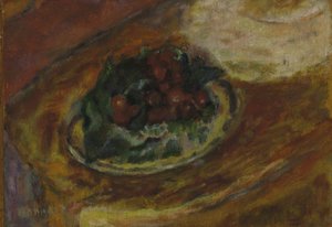 静物画。チェリー、1942年頃（ウッドパネルに油彩 作： Pierre Bonnard
