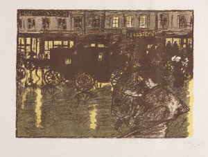雨の夜の通り 作： Pierre Bonnard