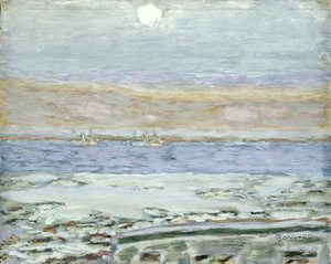 カンヌ湾、1930年から33年（紙にガッシュとトイレ） 作： Pierre Bonnard