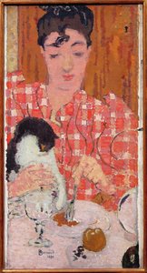 チェックブラウス、1892年 作： Pierre Bonnard