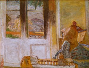 フランスの窓」（Matin a Le Cannet） ピエール・ボナール（1867-1947）の絵画 1932年。キャンバスに油彩。薄暗い。86x112 cm コレクション・プリヴェ