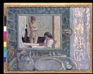The Mirror In The Green Room (La Glace De La Chambre Verte) (紙に油彩) 作： Pierre Bonnard