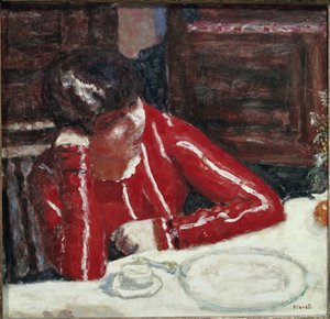 赤いコサージュ」（油彩・キャンバス 作： Pierre Bonnard