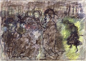 The Square、Evening、1899（パステル、トイレ、紙にインク） 作： Pierre Bonnard