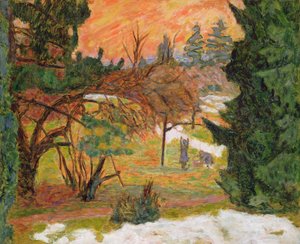 ルグランランプの公園の洗浄ライン、1917年頃（紙に油彩） 作： Pierre Bonnard