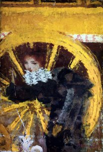 オムニバス 馬車の車輪のそばにいる若い女性とその犬。ピエール・ボナール（1867-1947）の絵画 1895年 ヴィコムテス・ド・モーブランのコレクション 作： Pierre Bonnard
