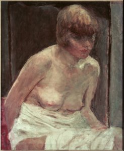 白いバスローブの若い女性の胴体 作： Pierre Bonnard