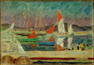 サントロペ港のヨット 作： Pierre Bonnard