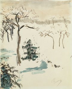 冬の風景、1910年（紙と鉛筆） 作： Pierre Bonnard