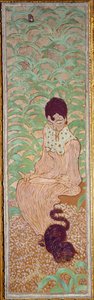 猫に座っている女性