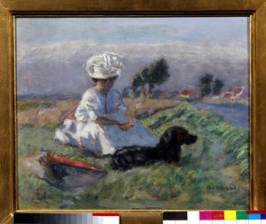 犬を連れた女」（油彩・キャンバス 作： Pierre Bonnard