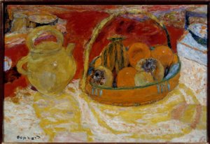 黄色と赤の静物画。ピエール・ボナール（1867-1947）の絵画 作： Pierre Bonnard