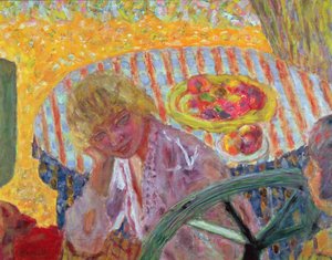 縞模様のテーブルクロスを持つ少女、1921年