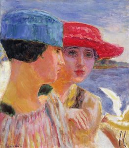 カモメを持つ若い女性、1917 作： Pierre Bonnard