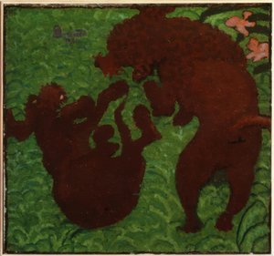 2匹の犬が遊んで 作： Pierre Bonnard