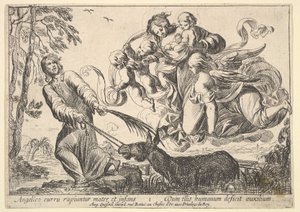 天使が聖母子を持ち上げる、1610-42。 作： Pierre Brebiette