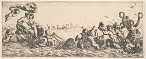貝殻の中に座っている 2 人の女性、1615 年から 42 年。 作： Pierre Brebiette