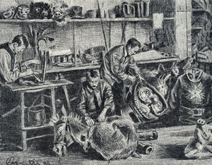Workshop of theater and shows accessories production Engraving from Pierre Calmette Private Collection   1458555   ja       japanese Successfully Translated  Original: Georges Guynemer shooting down a german foker Translat: Georges Guynemer shooting down a 作： Pierre Calmettes