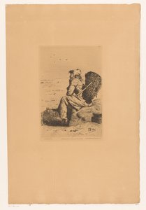 Rustende vissersvrouw aan de kust ヴール・アン・コーの漁師 (オブジェクトのタイトル) 作： Pierre Celestin Billet