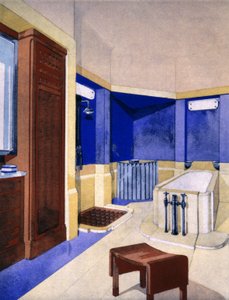 バスルームプロジェクト、c。 1925年（ガッシュ） 作： Pierre Chareau