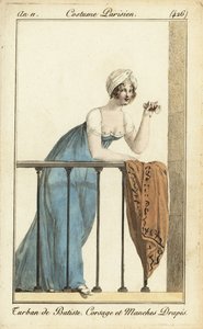 オペラグラスのある劇場のバルコニーにいる女性 作： Pierre Charles Baquoy