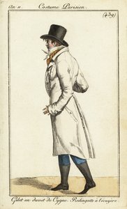 乗馬用コートを着た若いダンディ、チョッキを下ろした白鳥 作： Pierre Charles Baquoy