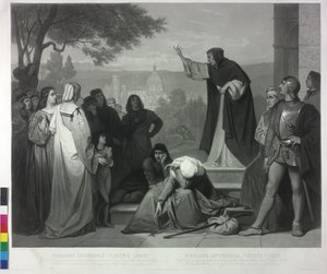 1493年 サヴォナローラ、フィレンツェで説教 作： Pierre Cottin