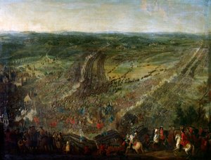 アウグスブルグ同盟の戦争"1690年1月7日、連合州（United Provinces）、帝国、スペイン、イギリスの連合軍の武器に対して、ルクセンブルクの牧童が勝利したフルールの戦い" 絵画はピエール・ドニによるものとされる 作： Pierre Denis (attr.to) Martin