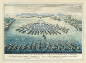 1724 年の後の 1714 年 7 月 27 日のガングート海戦。 作： Pierre Denis II Martin