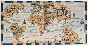 ドーファンの世界地図、1546 年、1912 年 作： Pierre Desceliers
