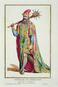 デンマーク国王ハロルド、「既存のすべての国の衣装に続く版画のコレクション、階級と尊厳を表す」、1780年発行（手描きの彫刻） 作： Pierre Duflos