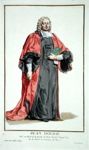 1780年に出版された「Receuil des Estampes, Representant les Rangs and les Dignites, suivant le Costume de toutes les Nationes Ex Existantes」のJean Doujat（手彩色の彫刻）。 作： Pierre Duflos