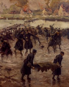 1914 年 10 月、イーサー川に沿って戦う、ナイマルク エ バルエ作、詳細 作： Pierre Ernest and Neymark Gustave Ballue