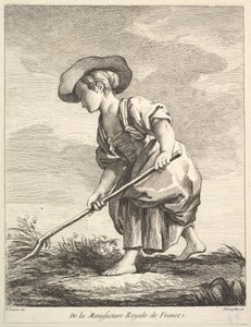 Mの磁器からの最初の図書からの農作業をしている少女...、1757年。 作： Pierre Etienne Falconet