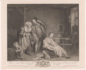 壊れた卵のバスケットの横にある若い女性 Les oeufs cassés (オブジェクトのタイトル) 作： Pierre Etienne Moitte
