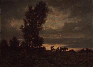 プロウマンのいる風景、1860年代 作： Pierre Etienne Theodore Rousseau
