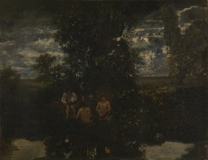 月光。入浴者、1860年代 作： Pierre Etienne Theodore Rousseau