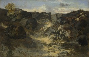 岩の多い風景、c。 1840 作： Pierre Etienne Theodore Rousseau