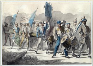 ""Planting of a Tree of Liberty in France in 1848"" (The Planting of a Tree of Liberty in France in 1848"" (The Planting of a Tree of Liberty in France on 1848) ピエール・ウジェーヌ・ラコステ作水彩画 (1818-1908) 1848 Dim 24x34 cm 個人蔵 作： Pierre Eugène Lacoste