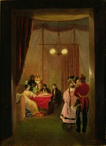 ローマのHortense de Beauharnais（1783-1837）のサロン（oil on card） 作： Pierre Felix Cottrau