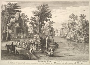 マダム・ラ・コンテス・ド・ヴェルーのコレクションの絵の後の海港ポート・ド・メール。 作： Pierre Francois Beaumont