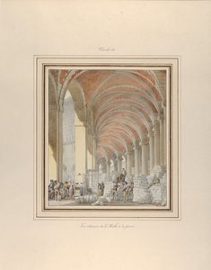 Halle aux Blés、内部ビュー、カリフォルニア州。 1810年。 作： Pierre Francois Leonard Fontaine