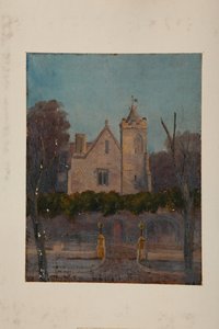 文法ホール（キャンバスに油彩、カードに装着） 作： Pierre François Joseph Tonneau