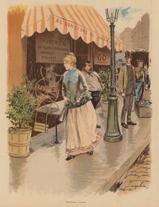 パリの朝、初めての外出（カラーリトグラフ） 作： Pierre Georges Jeanniot