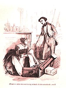 シャルル・グランデとナノン（Honore de Balzac（1799-1850）の「Eugenie Grandet」の挿絵 作： Pierre Gustave Eugene Staal