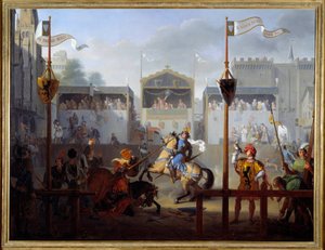 14世紀のトーナメントの様子。ピエール・アンリ・ルヴォワ（1776-1842）の絵画 作： Pierre Henri Revoil
